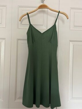 Green Spaghetti Strap A-Line Dress